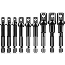 ELANE 9PCS Drill Bit Socket Adapter,Socket Adapter for Drill,Impact Socket Adapter Set Drill Socket Adapter Set,Impact Grade Socket Adapter Set(1/4" 3/8" 1/2")