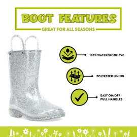 Western Chief Girls Glitter Rain Boot, Silver, 1 M US Little Kid