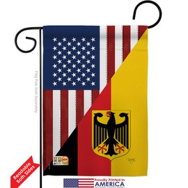 US Friendship German Garden Flag Regional USA American Alliance World Country Particular Area Small Decorative Gift Yard House Banner Double-Sided Made in 13 X 18.5
