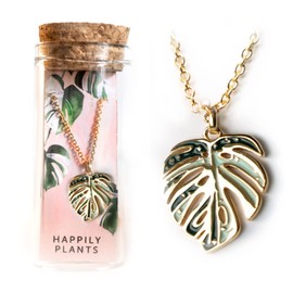 Variegated Monstera Albo, Thai Constellation Leaf Necklace, 18k Gold Monstera Albo Thai Constellation Earring Studs for Women, Men • Plant Gifts, Sterling Silver…