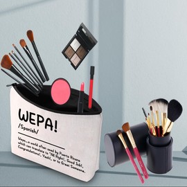 PWHAOO Puerto Rico Makeup Bag Wepa Boricua Definition Cosmetic Bag Spanish Gift Wepa Boricua Saying Gift, Wepa B