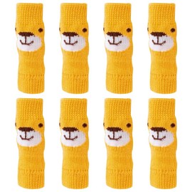 OATIPHO 2 Sets Pet Socks, Knitted Dog Leg Warmers Sleeves, Adorable Cartoon Design, Cotton and Polyester Material Elastic Anti-Slip Paw Grips for Small Dogs (M, Yellow)
