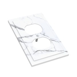 Lhdlnn White Gray Marble Outlet Covers Light Switch Cover Decorative Grey Wall Plate Switchpalte Outlet Electrical Faceplate for Kitchen Bedroom Bathroom 5" x 3"