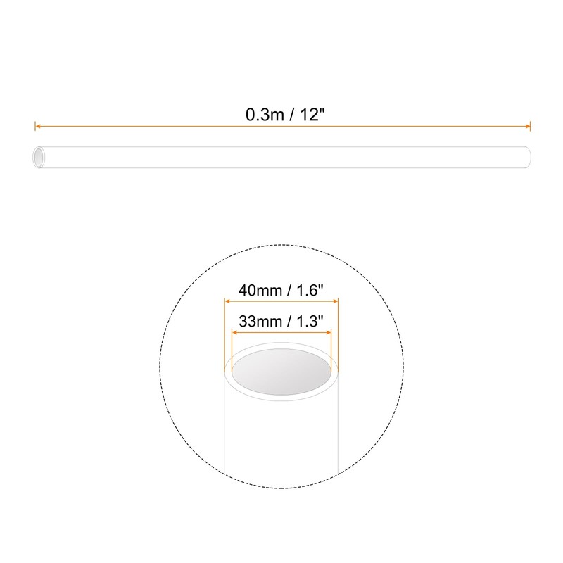 Rebower 33mm x 40mm Dust Collection Clear PVC Pipe 12"