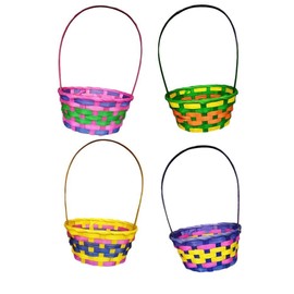 1x Easter Woven Basket- Hamper Basket- Easter Egg Hunt- Colour at Random- Multi-colour/ Colourful