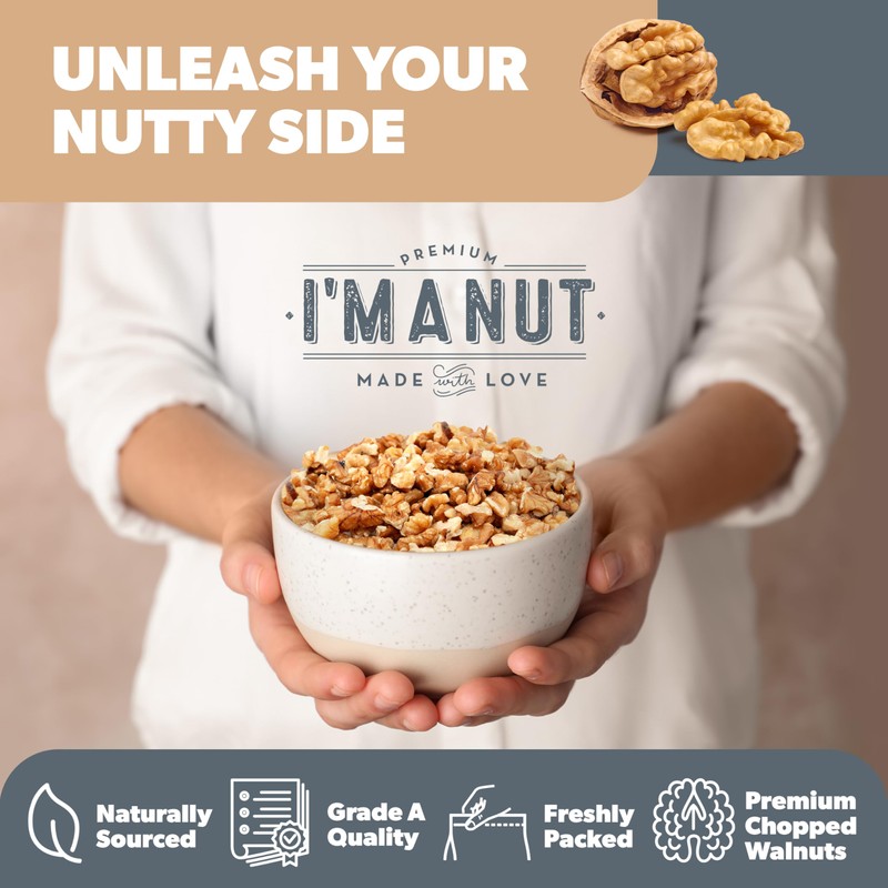 Premium Raw Chopped Walnuts 48oz (3 lb) - 100% Natural,