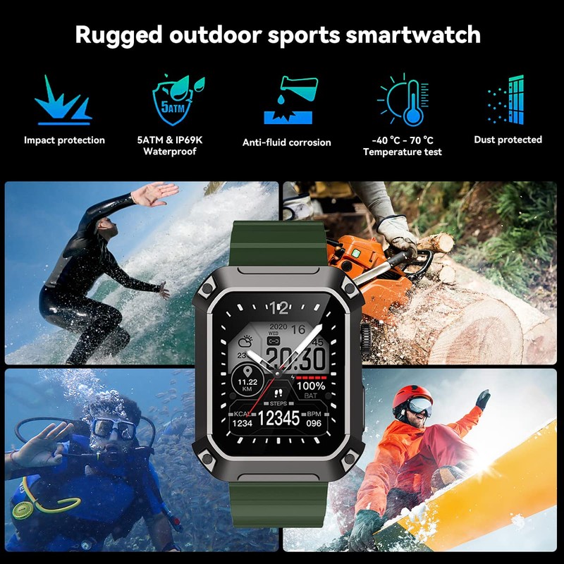 Njord Gear - Reloj inteligente militar para hombre, con Bluetooth,