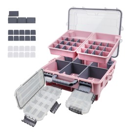 RUNCL Universal Fishing Tackle Box with Two Small Tackle Tray, Removal Inside Design Waterproof Trunk Storage Box, Thicker Floating Airtight Stowaway, Xmas Surprise Fishing Gifts for Men Women