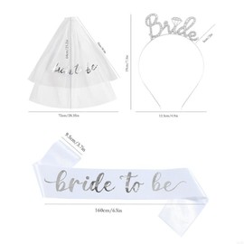 Hayooha Bride to Be Sash Bridal Veils for Women Wedding, 3 Pack Silver Bride To Be Sash Headband Veils, Tiara for Women, Wedding Bridal Shower Bachelorette Party Decorations Party Favors Accessories