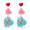 Valentines Day Earrings Rhinestone Heart XO XO BE MINE TEXT