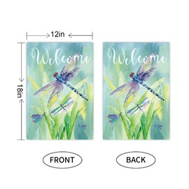WPCTYQ Welcome Dragonfly Garden Flag ,Welcome Spring Garden Flag Watercolor Flower Flying Dragonfly Decorative Welcome Summer Spring House Flags, Dragonfly Hello Spring Summer Dragonfly Outdoor