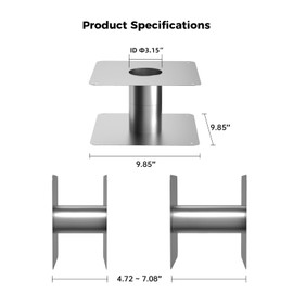MIZUDO 3.15" OD Stainless Steel Direct Vent Wall Thimble, Retractable Length from 4.7" to 7.0", Perfect for Water Heater Round Tube Air Ventilation and Vent Pipe