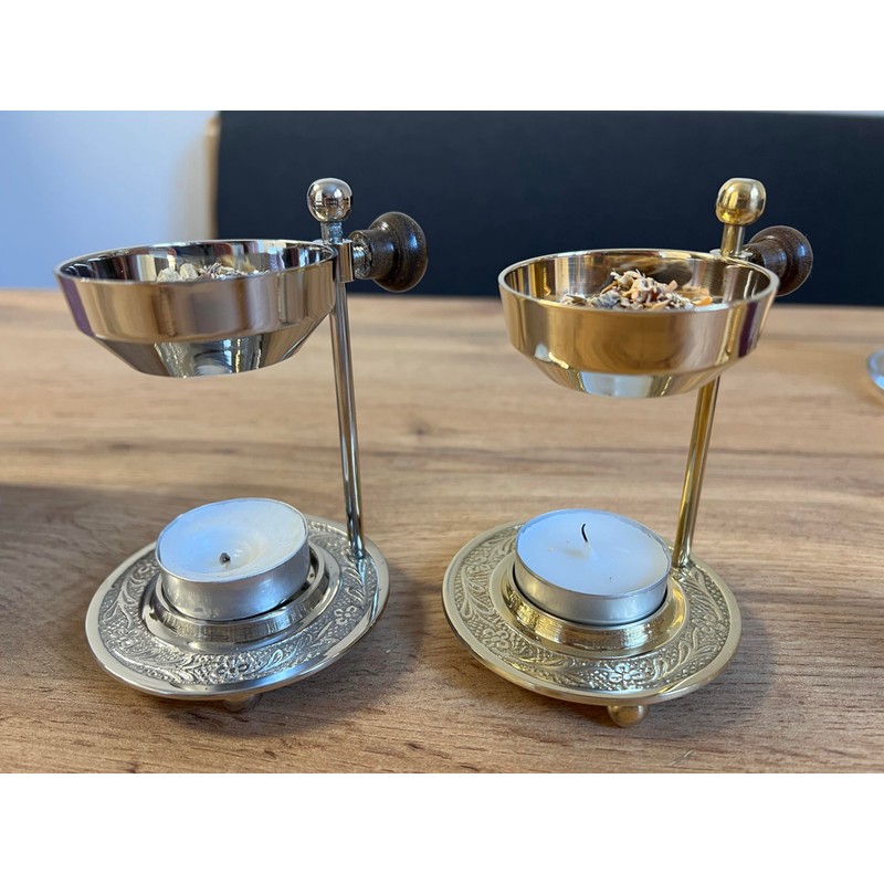 Bitto Weihrauchbrenner Oman golden Messing verstellbar, H 10 cm, Ø
