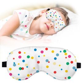 Cute Cartoon Sleep Mask for Kids Gift,Kids Sleep Mask for Girls Boys,Teen Sleeping Masks with Soft and Smooth Adjustable Strap,Polka Dots