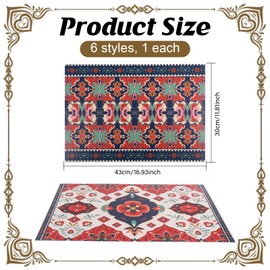 ORIGACH Vintage Floral Placemats Set of 6, Heat Resistant Washable Waterproof Boho Ethnic Table Mats Set for Kitchen Farmhouse Holiday Dining Party Wedding Decor, 12 x 17 Inches