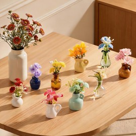 Cute Mini Vase Magnets for Fridge, Funny Small Ceramic Vase Magnetics with Flowers, Tiny Flower Vase for Refrigerator, Kitchen, Office Decoration, Cute Plant Vase Gift for Family and Friends