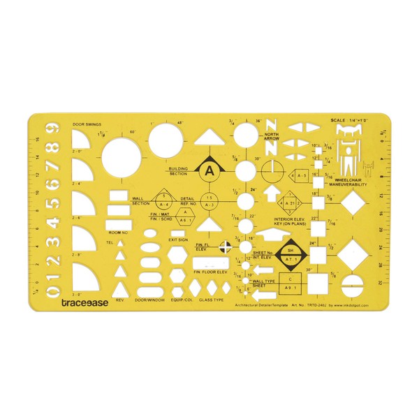 Traceease Architectural Detailer Templates for Room/Door/Window Wheel Chair Interior Drafting
