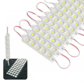 VMINGO Tira Modulo Luz 5 Led Blanco Impermeable Pared Publicidad Iluminacion Auto Tuning Universal IP65 | 60 Piezas (Blanco)