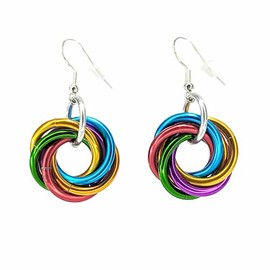 Mobii PRIDE Earrings Stylish Colorful Infinity Loop Spiral, also Discreet Wearable Fidget (Small, Rainbow)