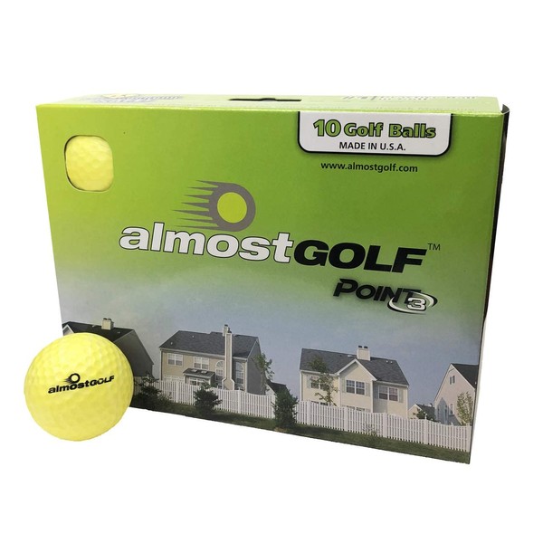 Best practice golf balls on the planet. Perfect for golf training. Solid contact for great feedback. Limited flight for backyard use. Safe for indoors. by AlmostGolf (10 Pack Yellow)
