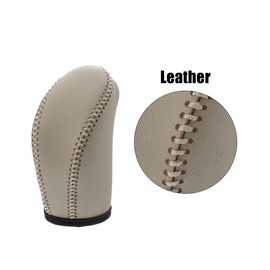 MACHSWON Car Gear Shift Knob Cover Automatic Transmission Boots Lever Faux Leather Sheath Beige for Nissan Pathfinder 2013-2020