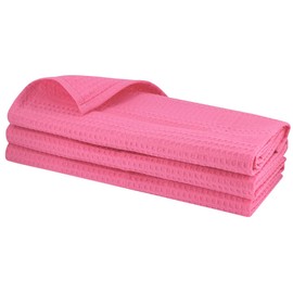 Daloual 3 x Pique Tea Towels, Gastro Quality, 100% Cotton, 70 x 50 cm, High-Quality Waffle Pique, Colour: Pink/Pink