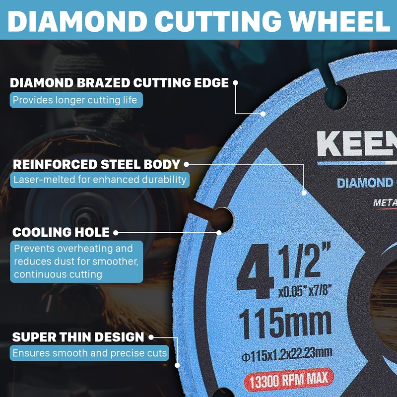 KEENTECH 4 1/2 x 7/8 Inch Diamond Cut Off Wheel