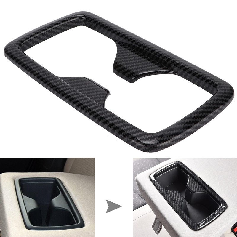 Rear Water Cup Holder Panel Frame Trim Carbon Fiber Style