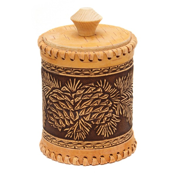 Birch Bark Kitchen Storage Jar - Decorative Wood Container -