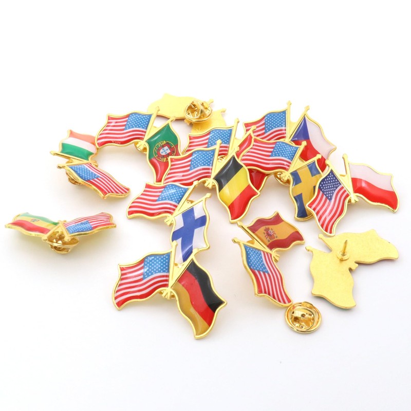 6/ Pack -American Cuban Friendship Flag Pins Bulk -1.4” Metal