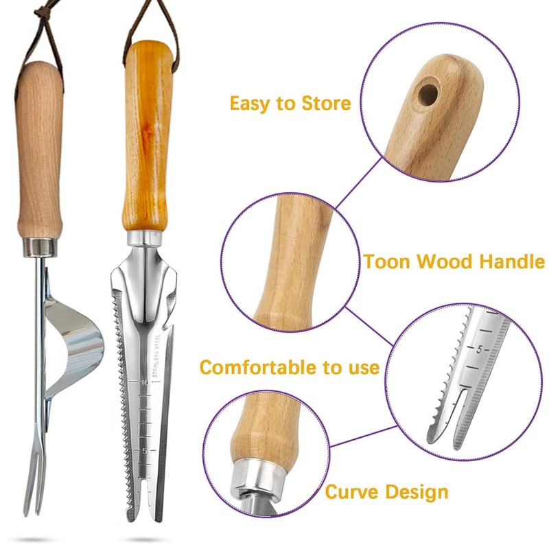 Gardening Manual Weeder Tool Set, 4 Pcs Stainless Steel Crack