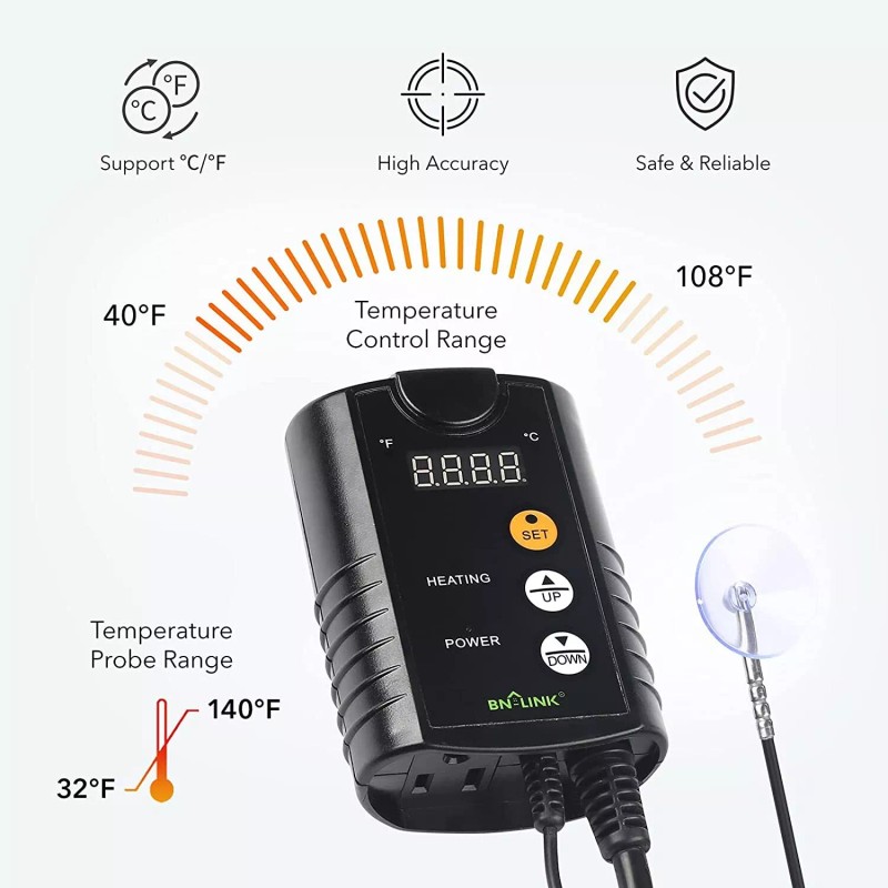 BN-LINK Durable Reptile Heating Pad 6X8 with Digital Thermostat