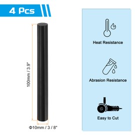 sourcing map ABS Plastic Rod Round Solid Bar 10 mm x 100 mm Black for DIY Model Material, Architectural Model Making, DIY Sand Table, Pack of 4