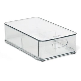 Copco Stackable Fridge and Pantry Storage Drawer Clear with Divider and Handle, 19.5x33.2x3.6 inch
