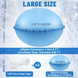 Pool Pillows for Above Ground Pools, Pool Pillows for Closing Winter, 6ft Round Air Pool Cover Pillow Kit for Winterizing with Ropes, Ultra Thick PVC Inflatable Cold Resistant Swimming Pool Pillow