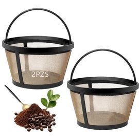 JDF3CISH 2 Piezas Filtro para Cafetera, Filtro de Café Reutilizables, Filtro de Café de 8-12 Tazas de Acero Inoxidable, Filtros para Cafetera de Goteo, para Cafeteras y Cerveceros, Malla Dorada