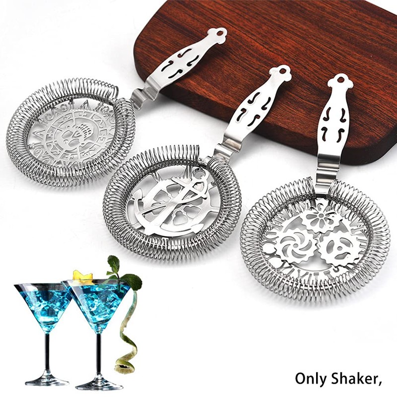 WANAONE Stainless Steel Cocktail Strainer with Removable Spring (Silver)
