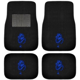 A Set of 4 Universal Fit Front and Rear Logo Plush Carpet Floor Mats - Blue Dragon