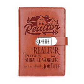 WHLBHG Realtor Gift Real Estate Agent A5 Locking Journal Faux Lined Leather Journal Refillable Journal with Lock (Realtor style 2)