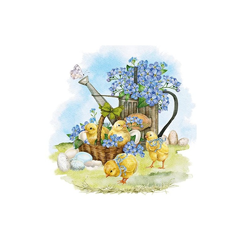 20 Napkins Chick for Forget-Me-Not Flowers Spring Easter Table Decoration