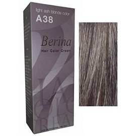 Berina Permanent Hair Dye Color Cream # A38 Light Ash Blonde Color Made in Thailand.(BY PPR)