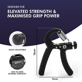 Kayman Grip Strengtheners, Adjustable Hand Grips Resistance, Wrist & Forearm Strengthene PP+TPR, Durable Hand Exerciser Strength Training for Forearm, Fit All Hand Sizes Black (2pk with 3 accessories)