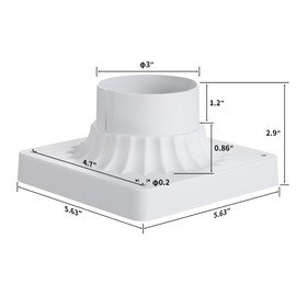 MrSconce Outdoor Post Light Mounting Base 2 Pack,Cast Aluminum Pier Mount Base Adapter for Deck Porch Garden in Matter White Finish 5.6" W*5.6" L