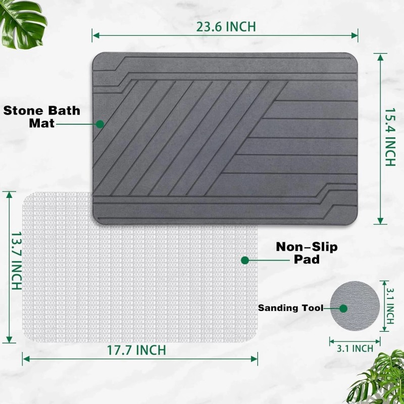 Lydia's Deal Stone Bath Mat Diatomaceous Earth Shower kitchen Super