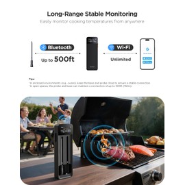 GoveeLife Wireless Meat Thermometer Digital with 2 Probes, Unlimited Range WiFi Food Thermometer with 2 Sensors, Rechargeable LCD Base, APP Alerts, Cooking for Kitchen, BBQ, Grill, Oven, Smoker