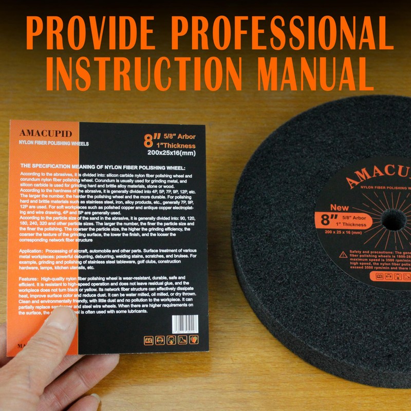 AmaCupid Brushed Nylon Fiber Buffing Wheels 8 Inch 5P Hardness.