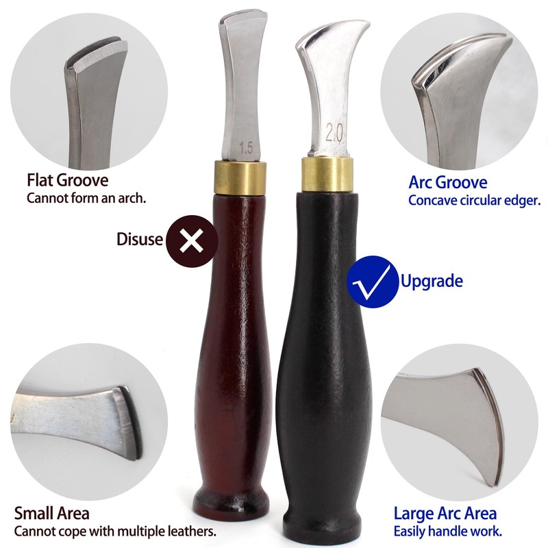 SiiRo 1.5mm Leather Edge Creaser, Stainless Steel Leather Edge Tool