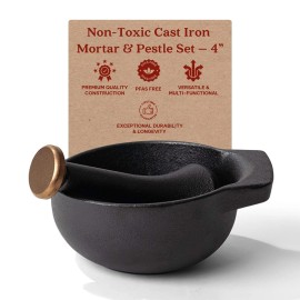 Unbranded Alva Nori Enameled Cast Iron Mortar And Pestle Set 4 2 C Nonstick Crusher - 4.3