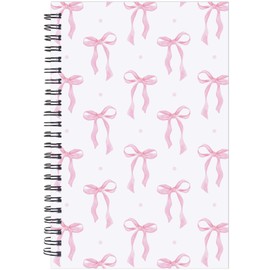 INCOK Coquettte Pink Bow Notebook - Preppy Stuff Preppy School Supplies Cute Spiral Notebook 5.5 x 8.3 Inches Aesthetic Journal School Office Stationary for Girly Women