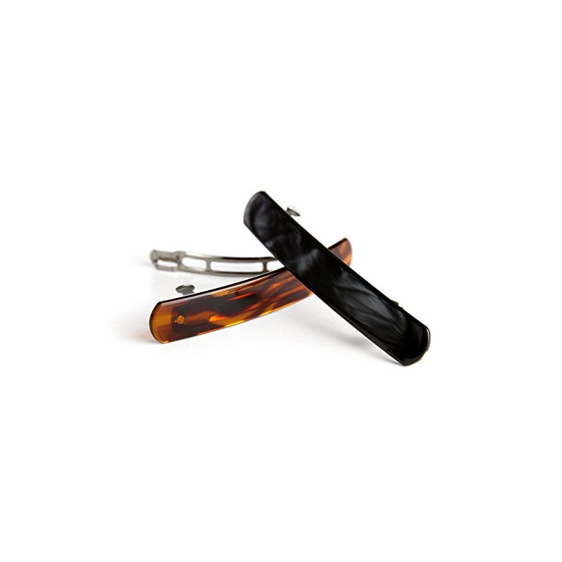 GOODY Classics Rounded Hair Barrette, Black & Tortoise, 3 Count